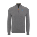 North Carolina Grey with Grey Trim Luxury Touch Cotton and Cashmere Quarter Zip Sweater
