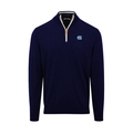 North Carolina Navy with White Trim Luxury Touch Cotton and Cashmere Quarter Zip Sweater