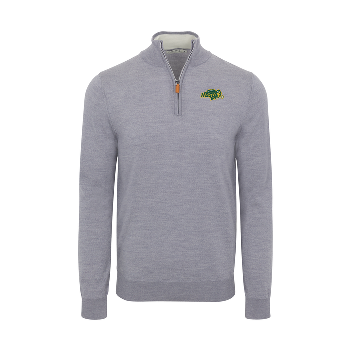 North Dakota State Grey Melange Cashmere Touch Australian Merino Quarter Zip Sweater