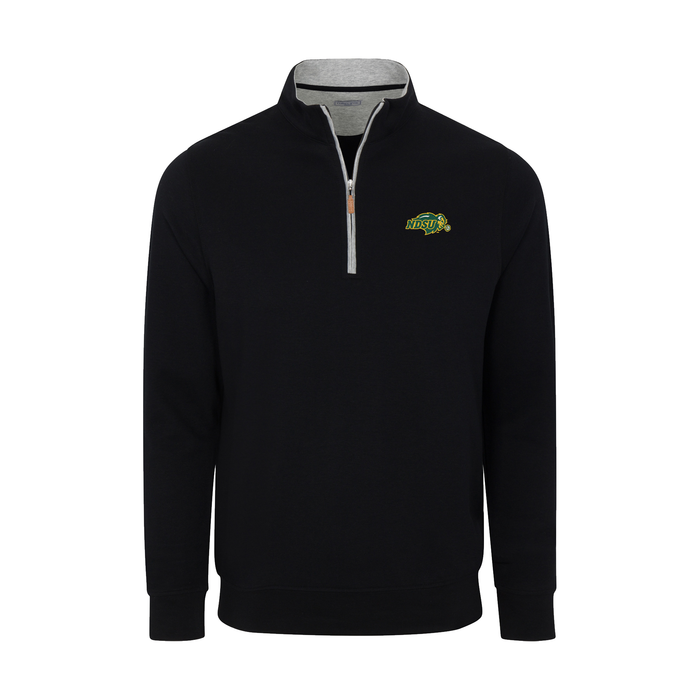 North Dakota State Heather Cloud Cotton Quarter Zip Pullover Black with Light Grey Trim