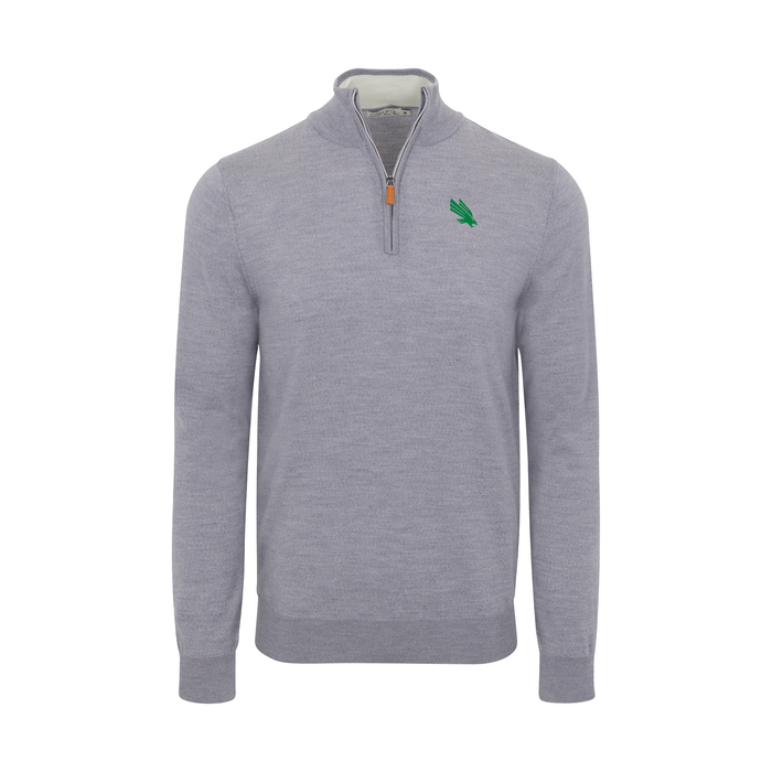 North Texas Grey Melange Cashmere Touch Australian Merino Quarter Zip Sweater