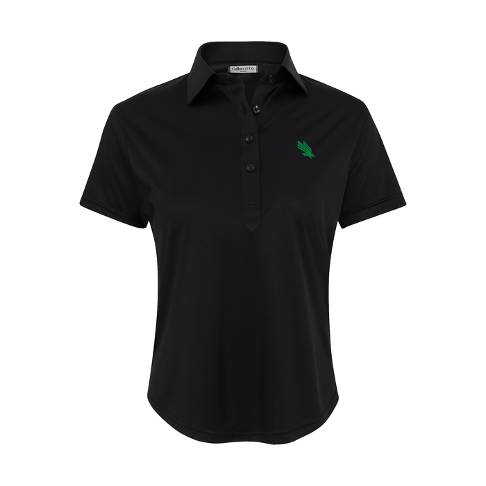 North Texas Women's Cap Sleeve Semi Spread Polo Black