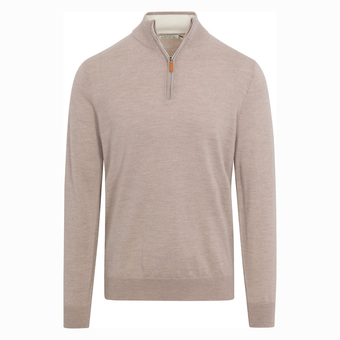 Oatmeal Cashmere Touch Australian Merino Quarter Zip Sweater