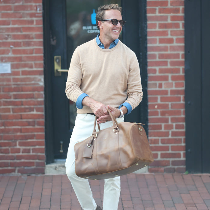 Oatmeal Luxury Touch Cotton and Cashmere Crew Neck Sweater