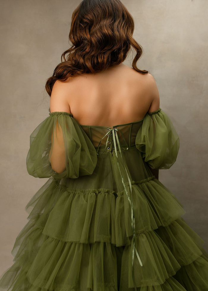 Off Shoulder Tulle Maternity Robe for Photo Shoot SY027