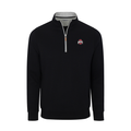 Ohio State Heather Cloud Cotton Quarter Zip Pullover Black with Light Grey Trim