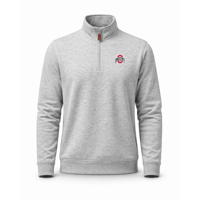 Ohio State Heather Cloud Cotton Quarter Zip Pullover Light Grey
