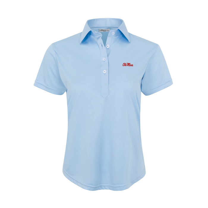 Ole Miss Women's Cap Sleeve Semi Spread Polo Sky Blue