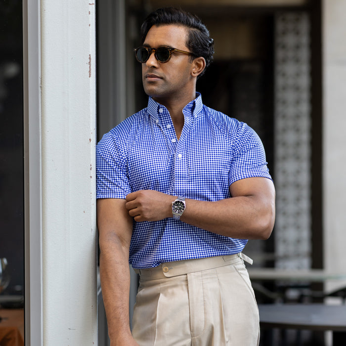 Oxford Button Down Collar Polo Blue Gingham Original