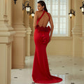 Party Cocktail Halter Backless Sheath Fishtail Evening Dress Women ¨C Small Trailing