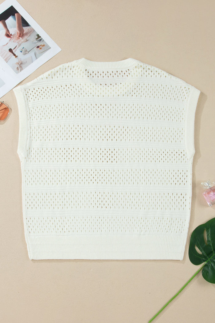 Plus Size Eyelet Hollow Out Dolman Knit Sweater