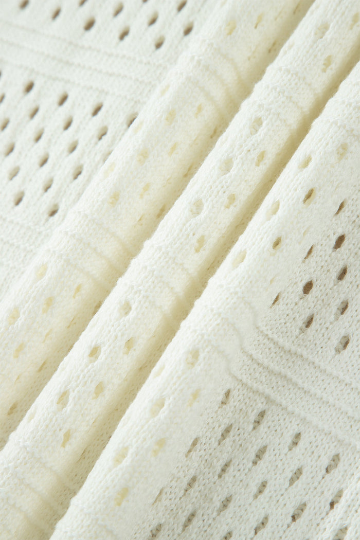 Plus Size Eyelet Hollow Out Dolman Knit Sweater