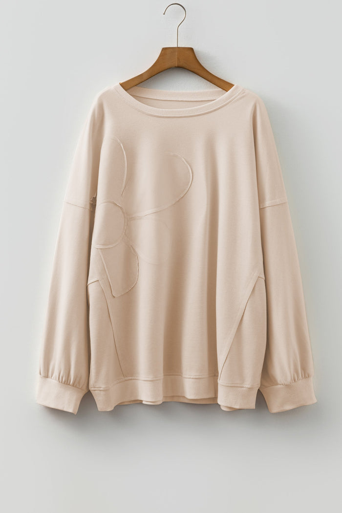 Plus Size Flower Patched Mineral Wash Top