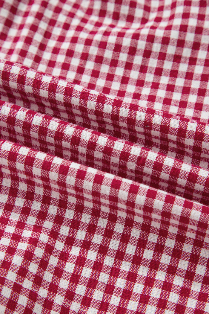 Plus Size Gingham Plaid Ruffle Contrast Trim Shorts