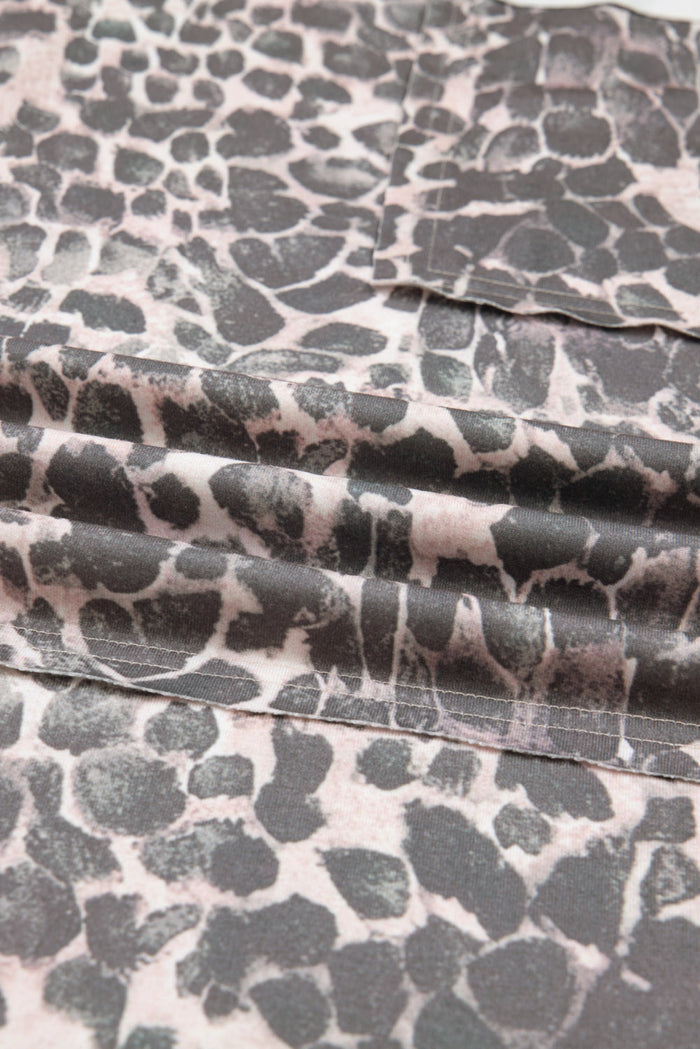 Plus Size Leopard Patch Pocket Drawstring Pants