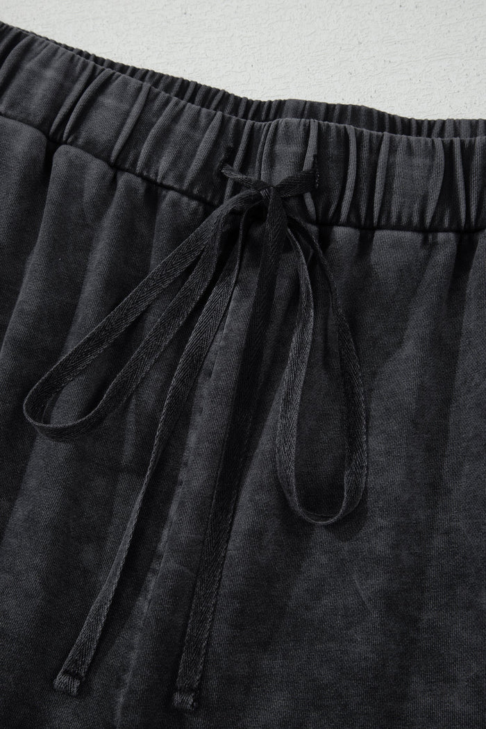 Plus Size Mineral Wash Exposed Seam Drawstring Pants