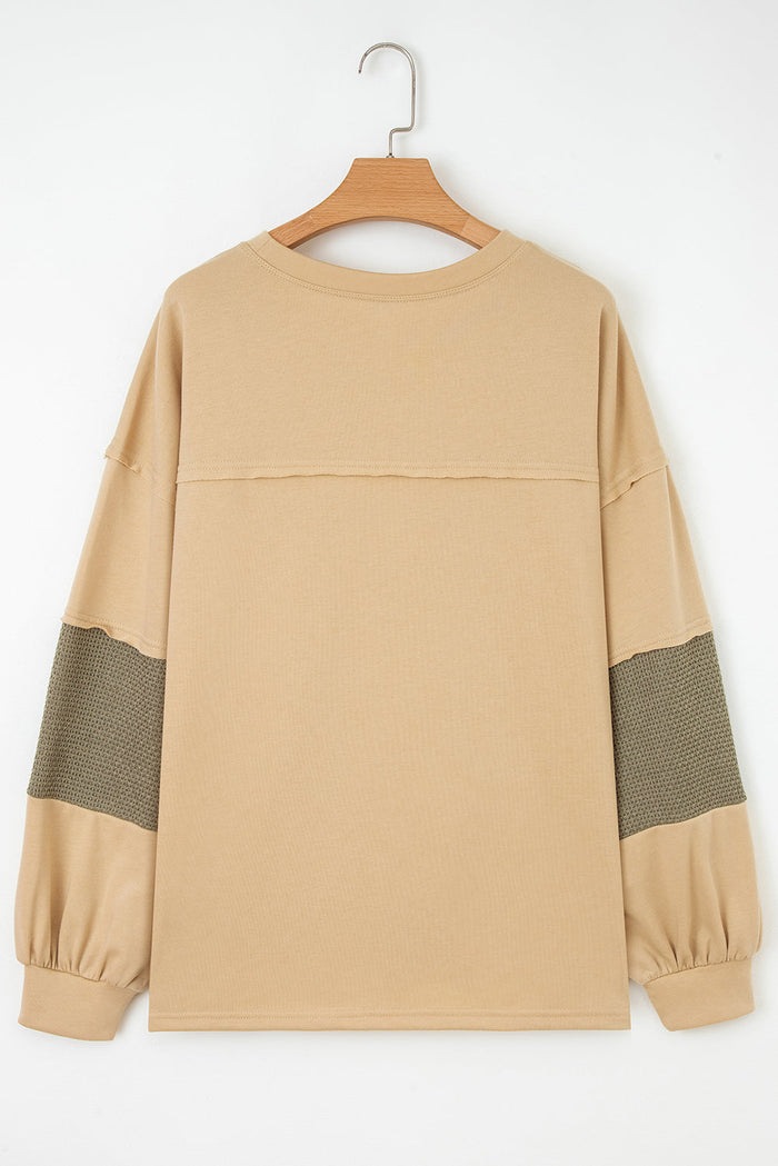 Plus Size Reverse Seam Patchwork Drop Shoulder Top