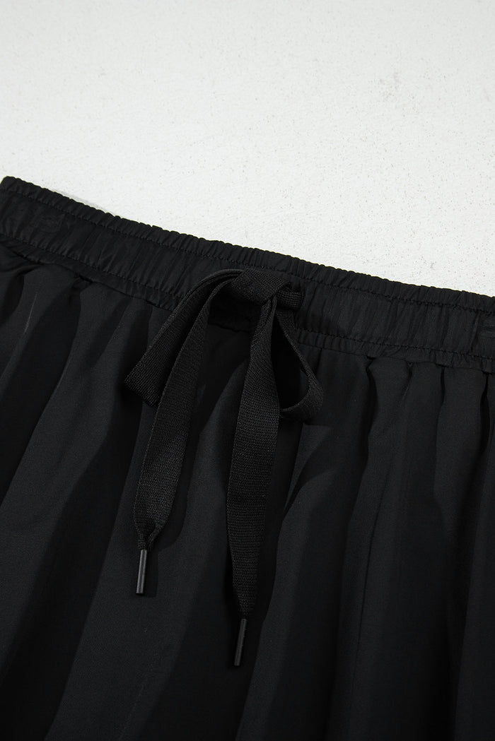 Plus Size Solid Drawstring Waist Lined Skort