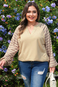 Plus Size Stripe Patchwork Raglan Sleeve Jumper