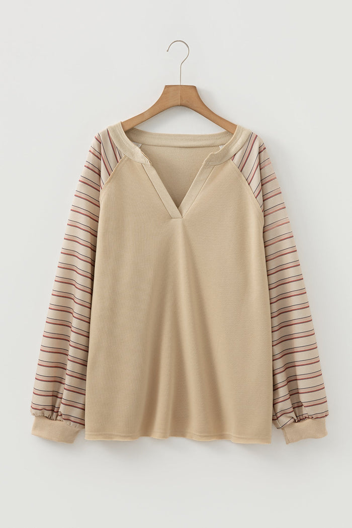 Plus Size Stripe Patchwork Raglan Sleeve Jumper