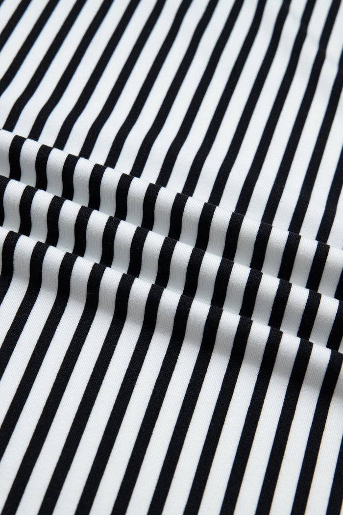 Plus Size Stripe Tie Waist Straight Pants