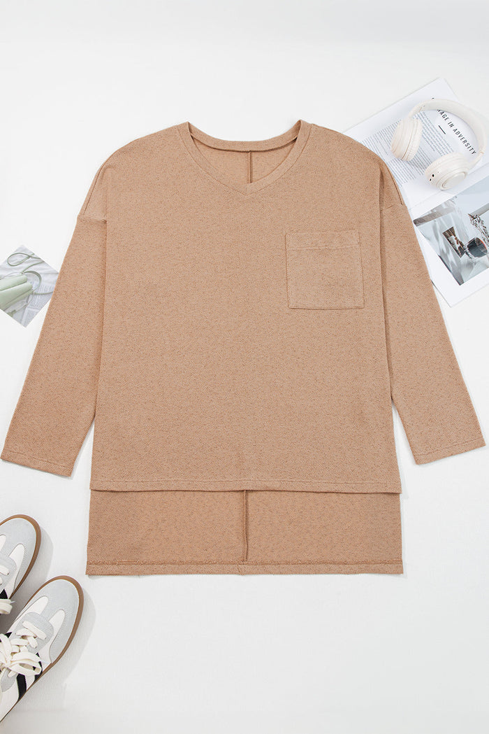 Plus Size Textured Knit Long Sleeve Tunic Top