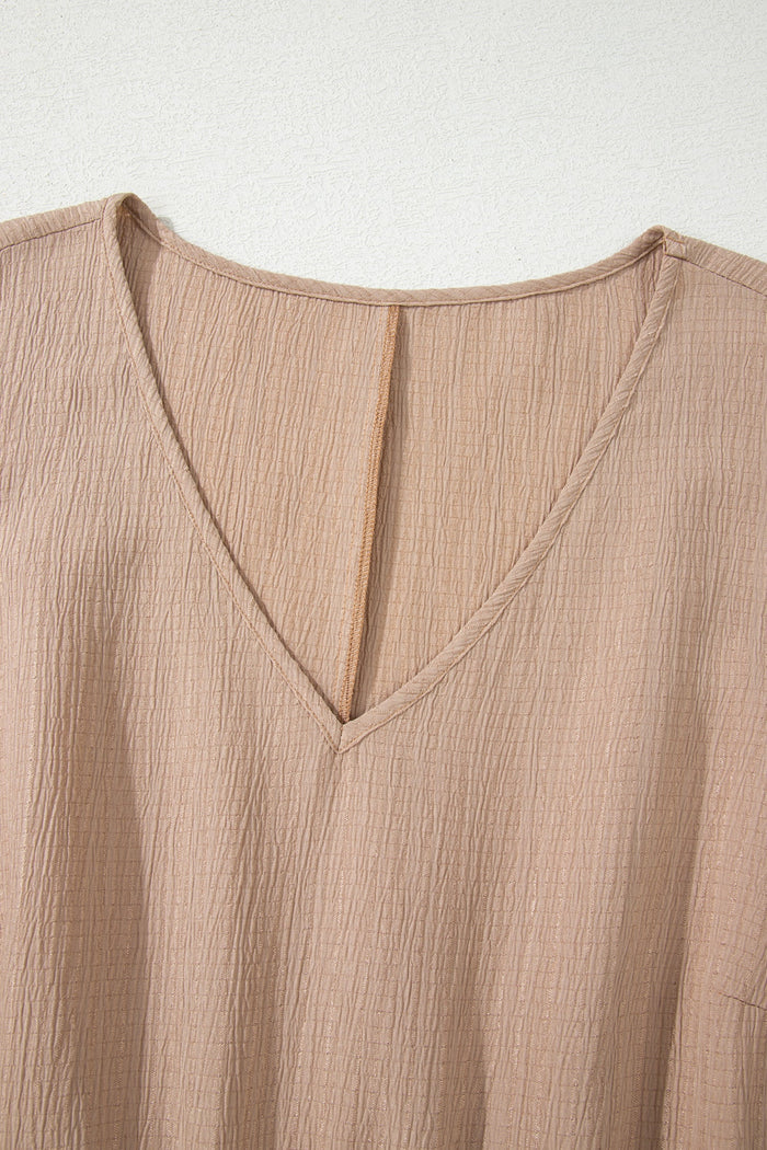 Plus Size Textured Ruffle Short Sleeve Dress