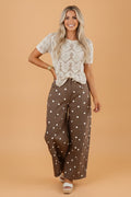 Polka Dot Denim Tailored Seam Barrel Leg Jeans