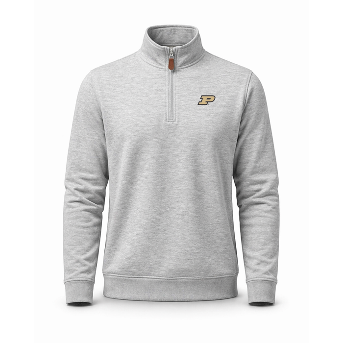 Purdue Heather Cloud Cotton Quarter Zip Pullover Light Grey