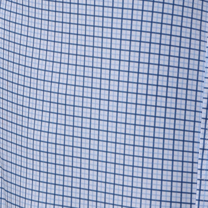 Quattro Flex Dress Shirt with Semi-Spread Collar Blue Tattersall