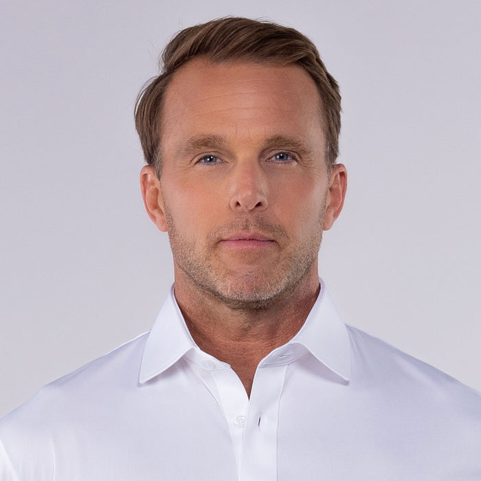 Quattro Flex Short Sleeve Button Down White