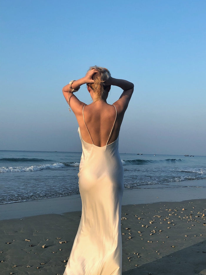 Rhiannon Pure White Silk Dress