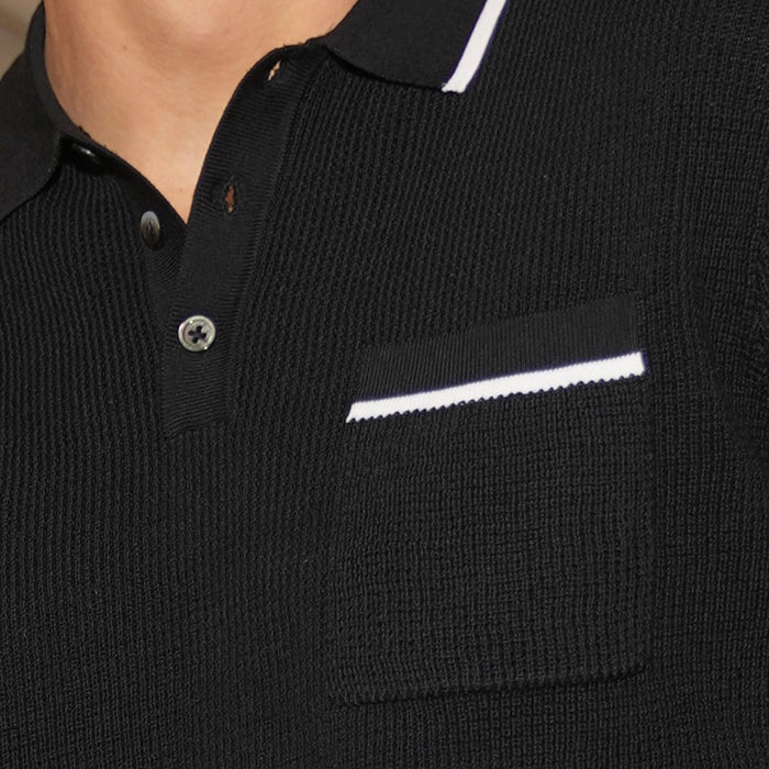 Riviera Waffle Knit Polo Black