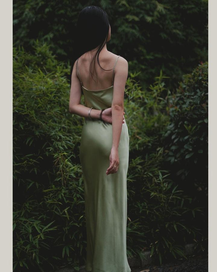 Sage Green Mulberry Silk Cowl Neck Slip Dress * 90 Colors Options