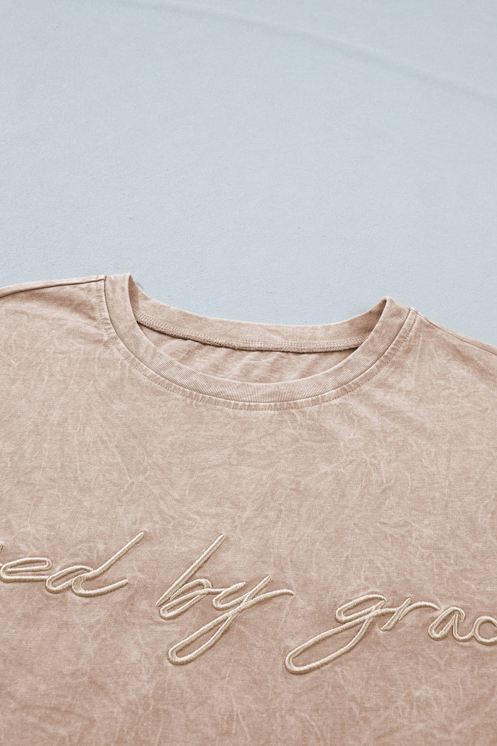 Saved by Grace Embroidered Mineral Wash T-Shirt