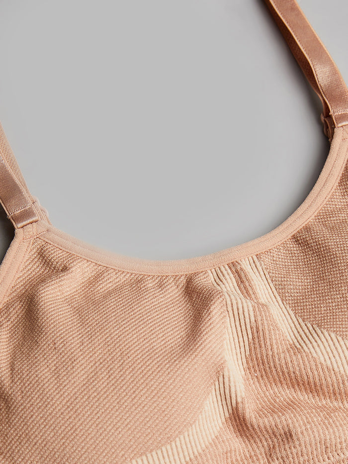 Seamless Solid Branded Ribbed structure Basic Bra