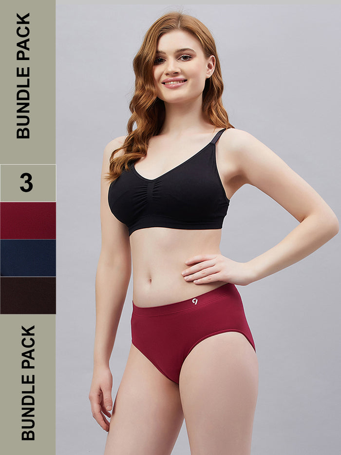 Seamless Solid  Mid Waist Basic Panty for Women
