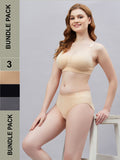 Seamless Solid Mid Wast Basic Panty for Women