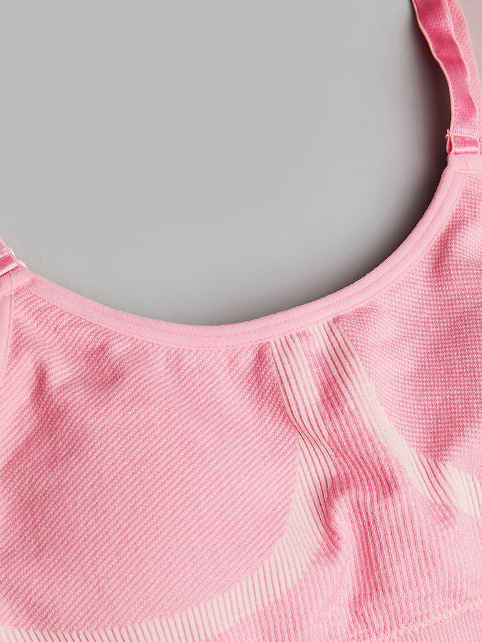 Seamless Solid Wire Free Ribbed Structure Basic Bra for Women