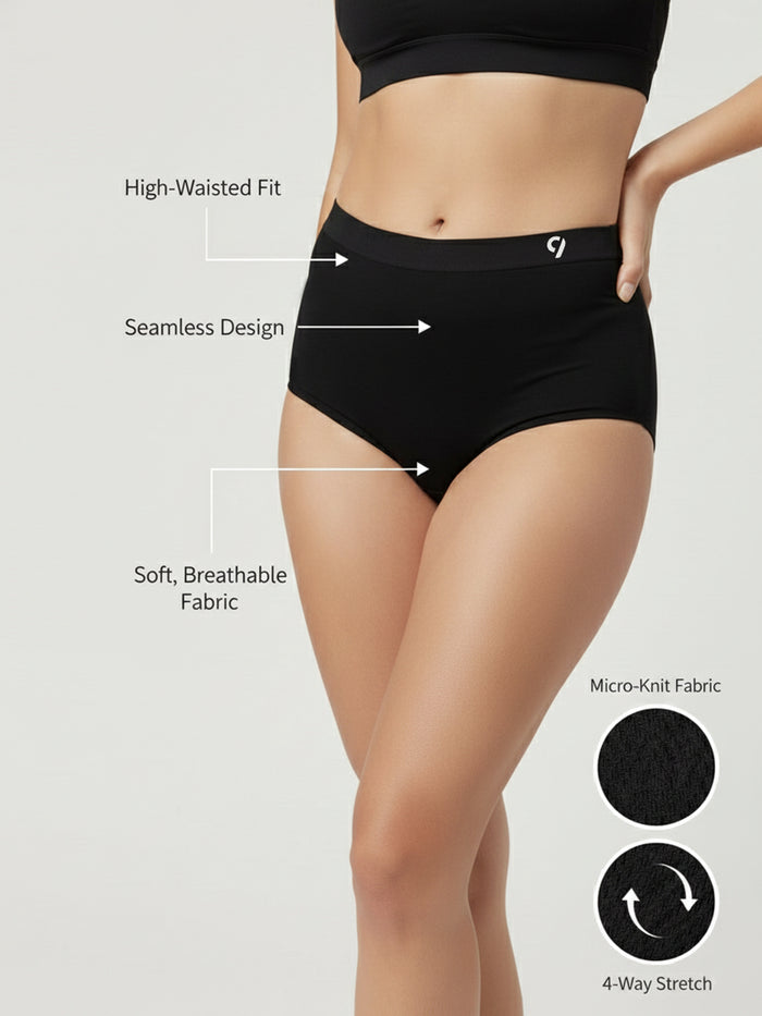 Seamless Women Hipster Pack of 3 Waistband & 4-Way Stretch Comfort