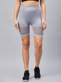 Seamless Women Light Grey Short with Mesh Structure