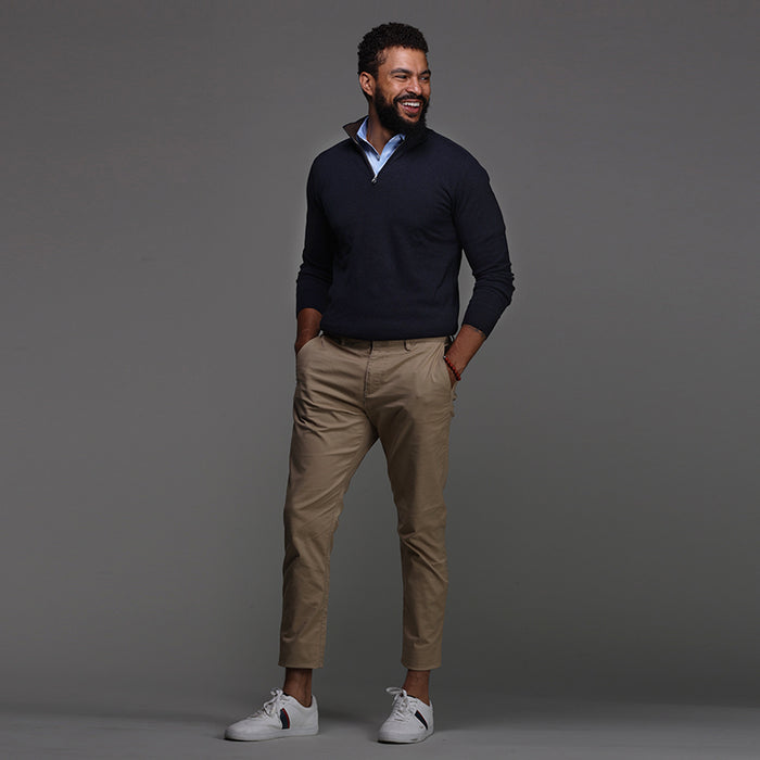 Semi-Spread Collar Polo Blue Houndstooth Original