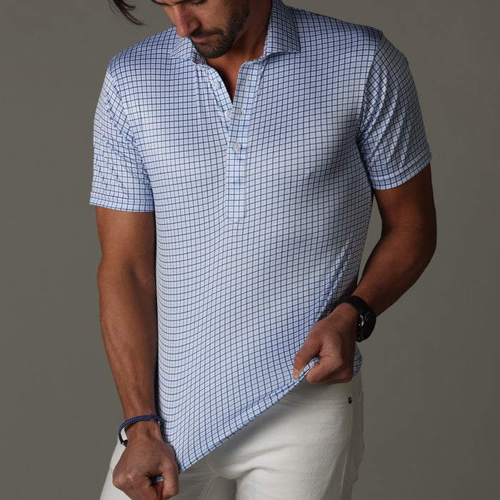 Semi-Spread Collar Polo Blue Tattersall Original
