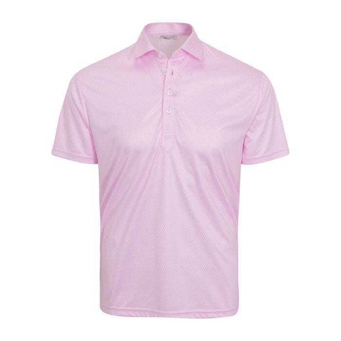 Semi-Spread Collar Polo Crest Point Pink and White