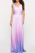 Sexy Gradual Change Bandage Contrast V Neck Evening Dress Dresses