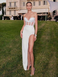 Sexy Sheer Strapless Long Prom Dress