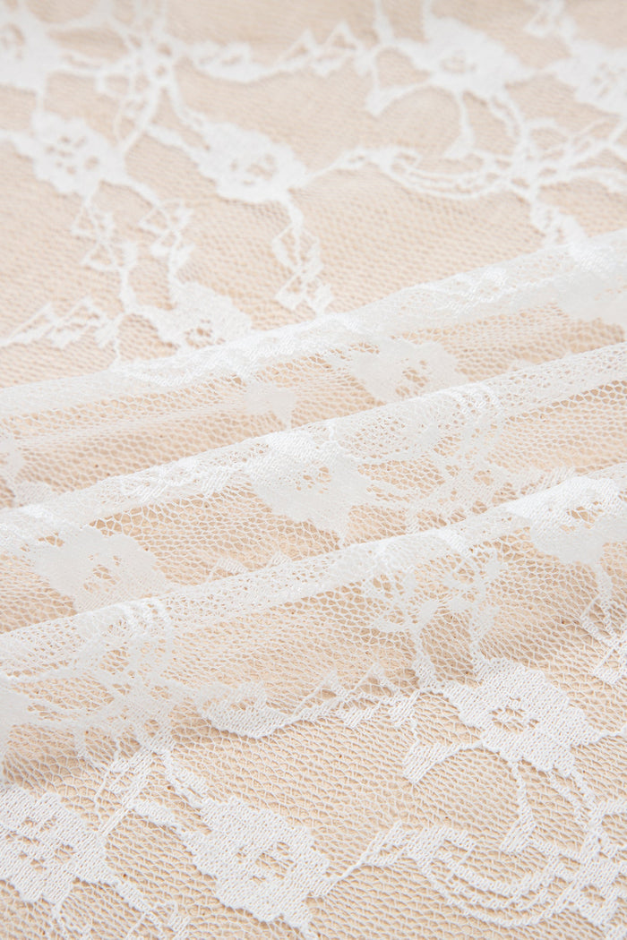 Sheer Lace Ruffle Tiered High-Low Skirt