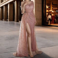 Single Shoulder Sequin Long Dress Prom Dress