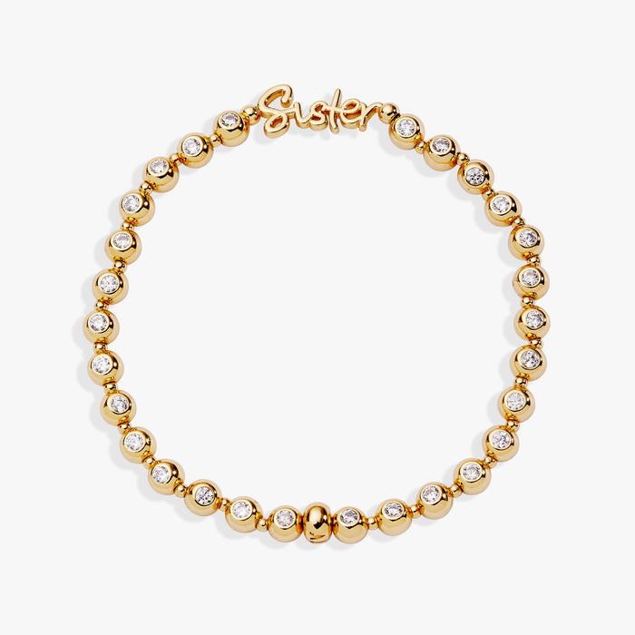 Sister Elongated Crystal Stretch Bracelet