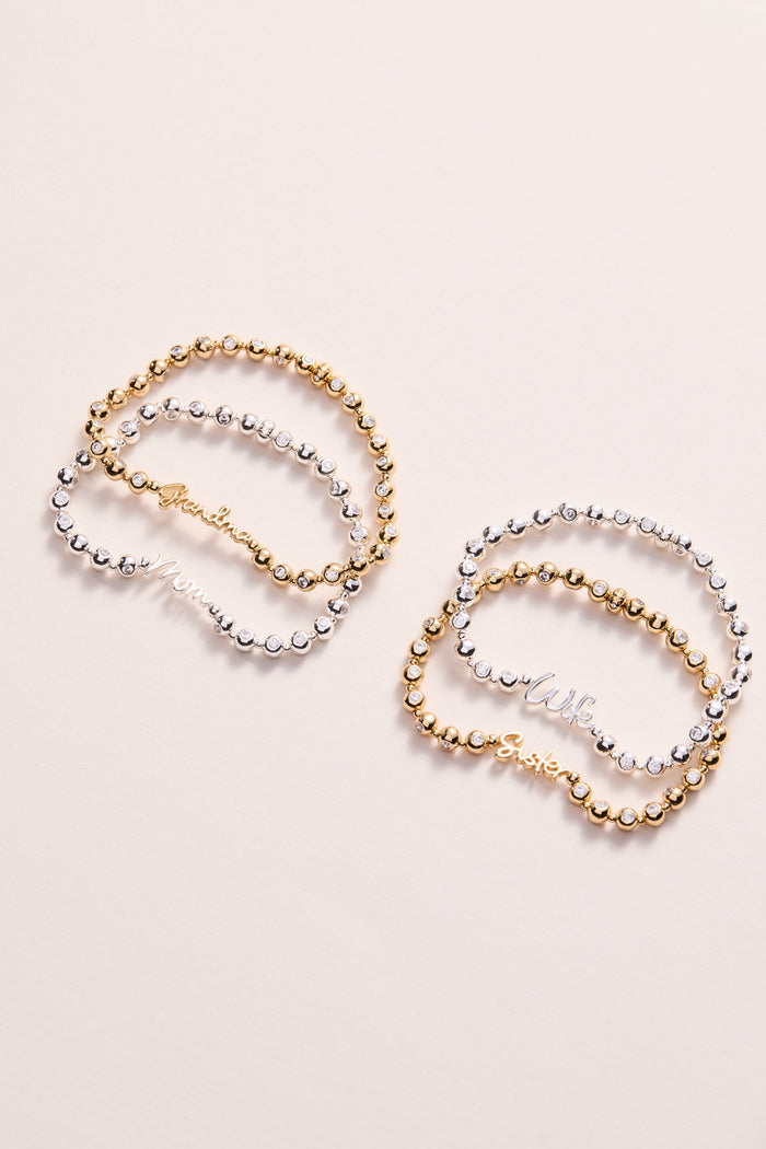 Sister Elongated Crystal Stretch Bracelet